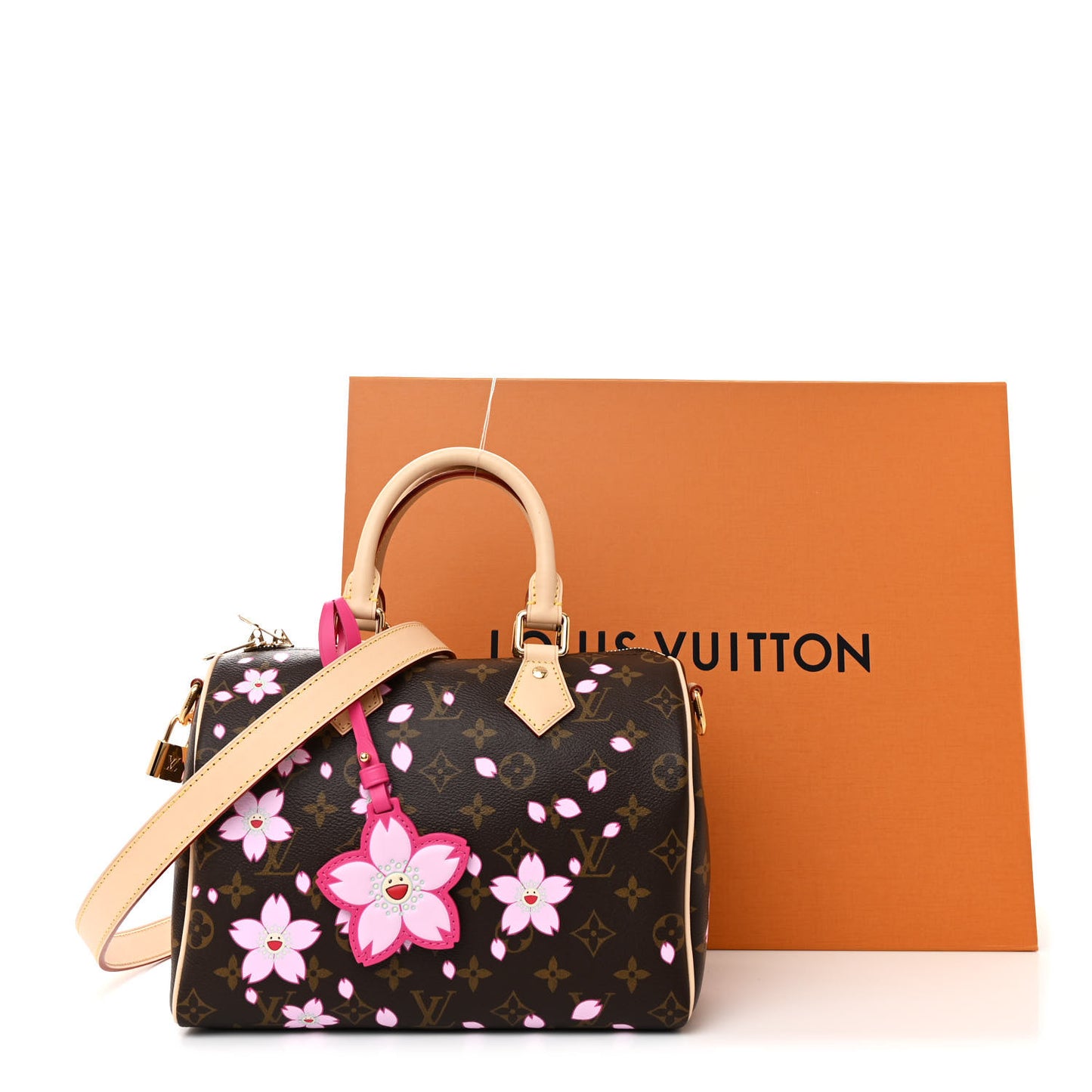 LV X TM Monogram Cherry Blossom Speedy Bandouliere 25 Sakura Brown