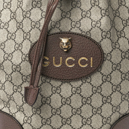Gucci GG Supreme Monogram Neo Vintage Drawstring Bucket Backpack Beige New Acero Crop 9 of 12