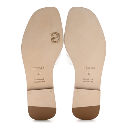 Hermes Box Calfskin Oran Sandals 37 White 5 of 8