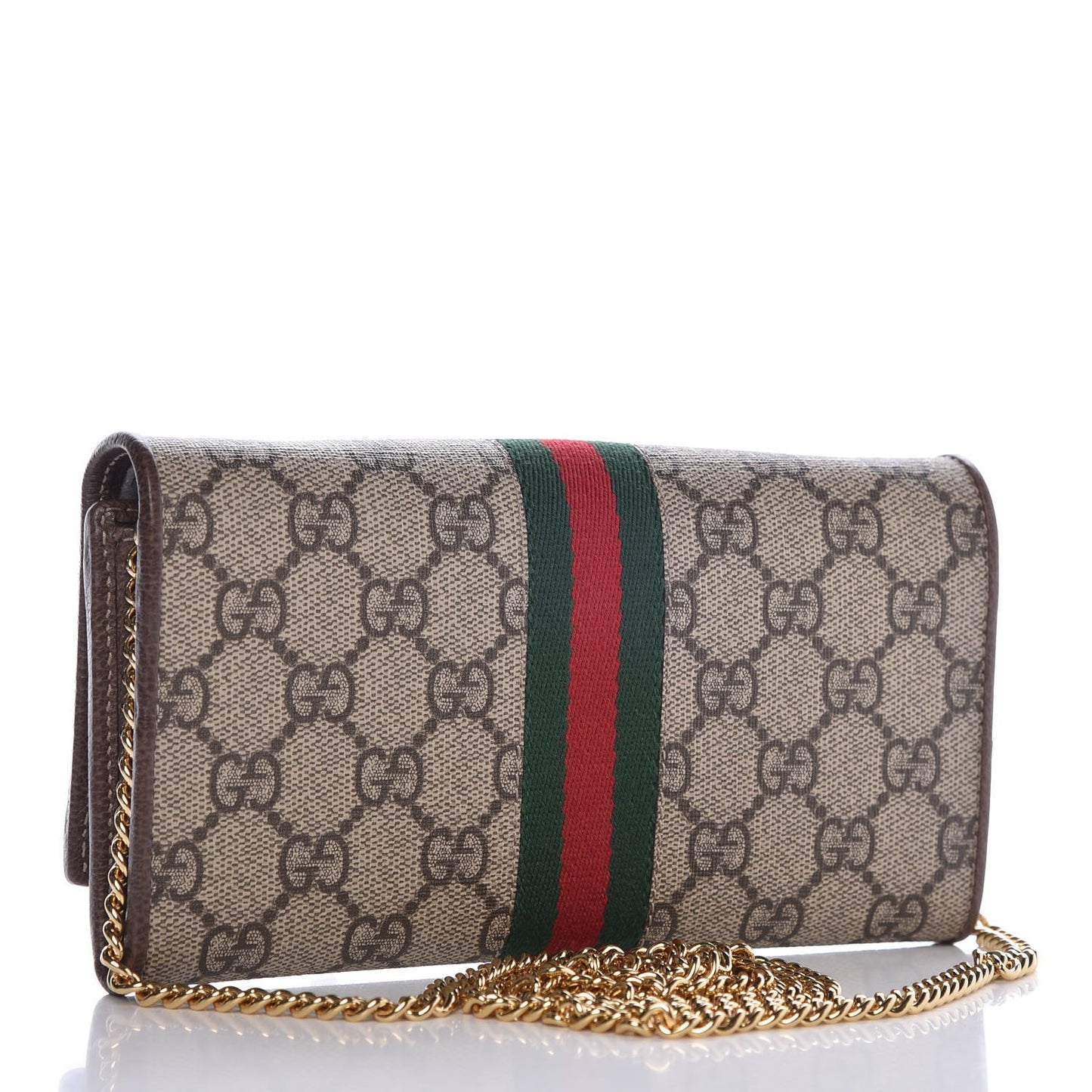GG Supreme Monogram Web Ophidia Wallet On Chain Brown