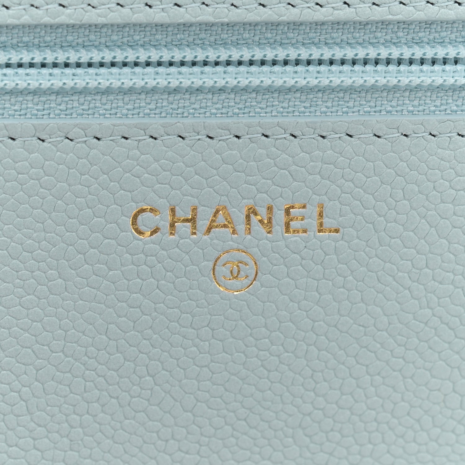 Chanel Caviar Quilted Tiny CC Wallet On Chain WOC Light Blue 6 of 11