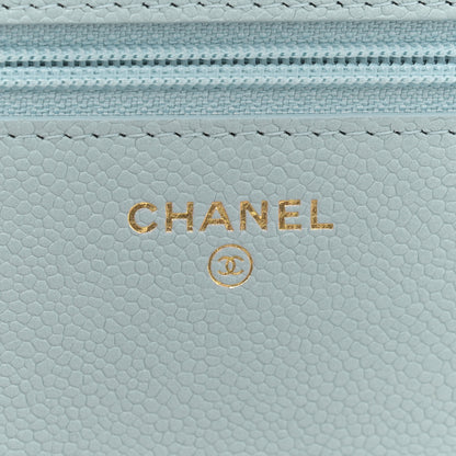 Chanel Caviar Quilted Tiny CC Wallet On Chain WOC Light Blue 6 of 11