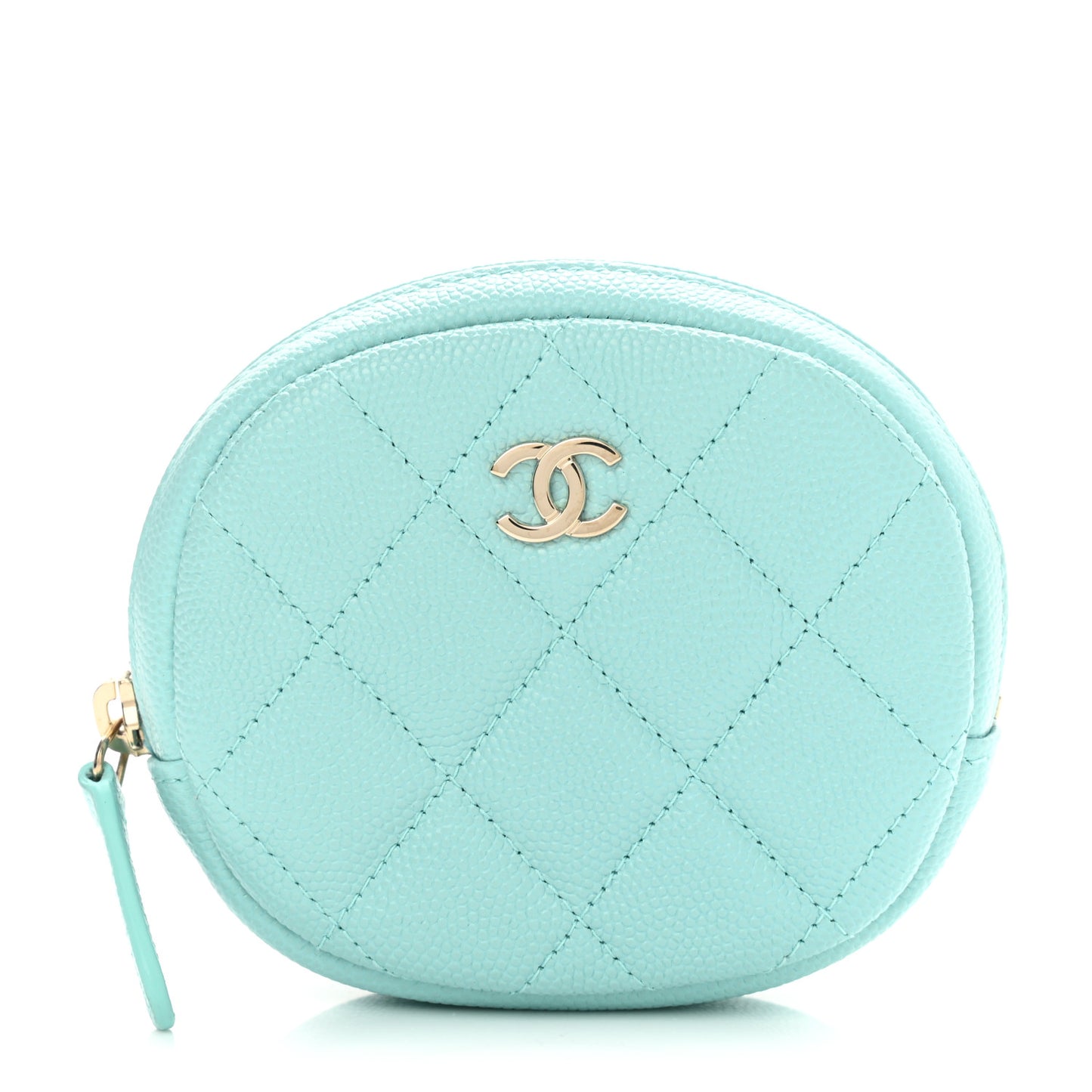 Caviar Quilted Zip Around Classic Coin Purse Light Blue