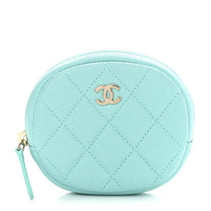 Chanel Caviar Quilted Zip Around Classic Coin Purse Light Blue 1 of 8