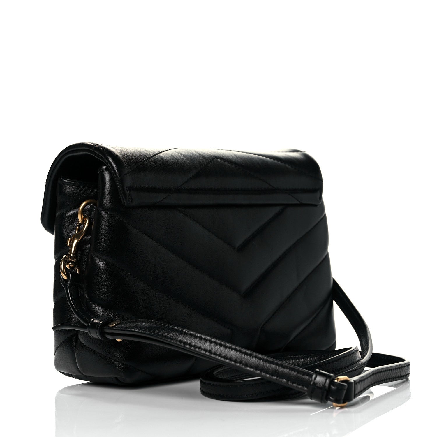 Saint Laurent Calfskin Y Quilted Monogram Toy Loulou Crossbody Bag Black 3 of 10