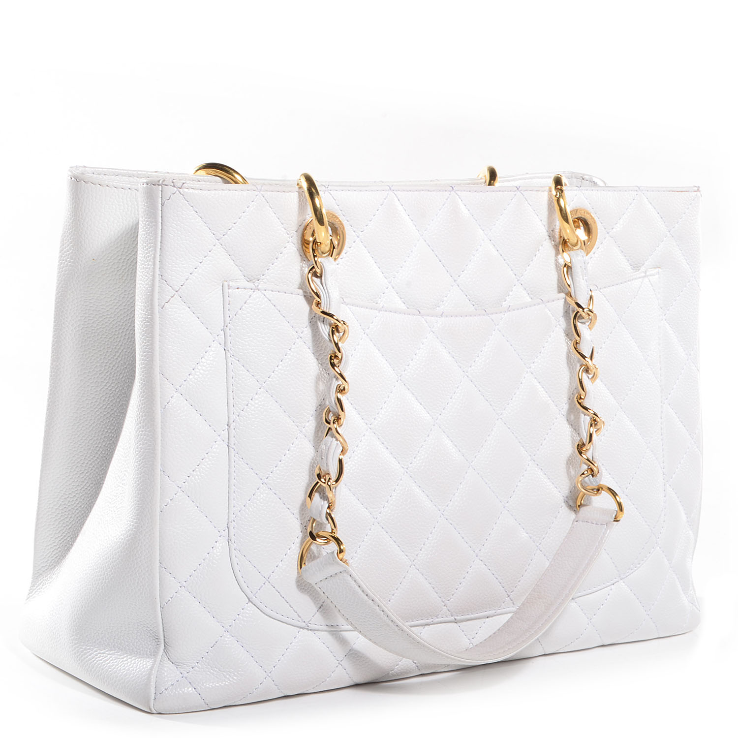Chanel Caviar Quilted Grand Shopping Tote GST White 3 of 7
