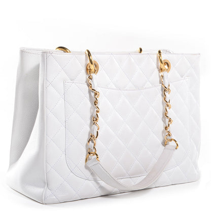Chanel Caviar Quilted Grand Shopping Tote GST White 3 of 7