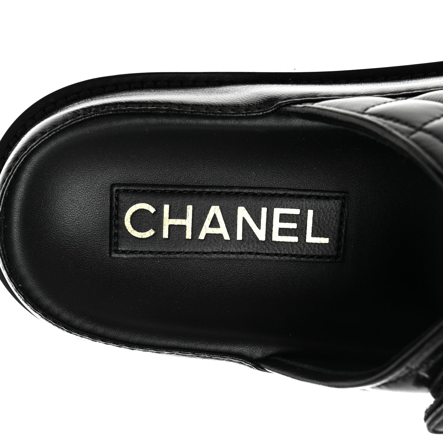 Chanel Lambskin Quilted Velcro Dad Chain CC Slide Sandals 38 Black 7 of 9