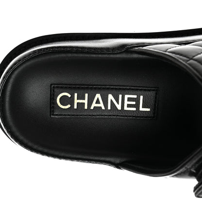 Chanel Lambskin Quilted Velcro Dad Chain CC Slide Sandals 38 Black 7 of 9