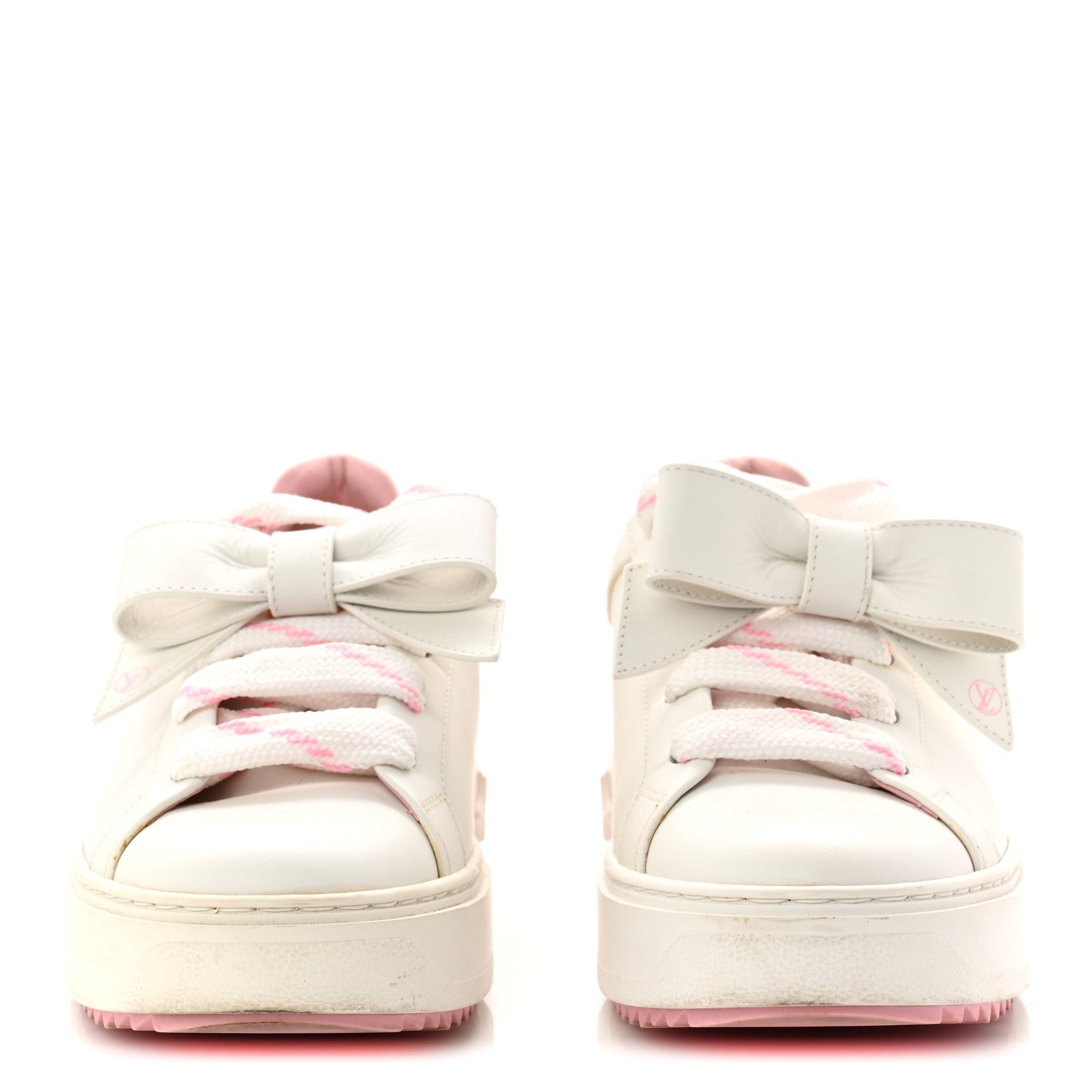 Louis Vuitton Time Out Bow Sneakers 37.5 White Pink 3 of 10