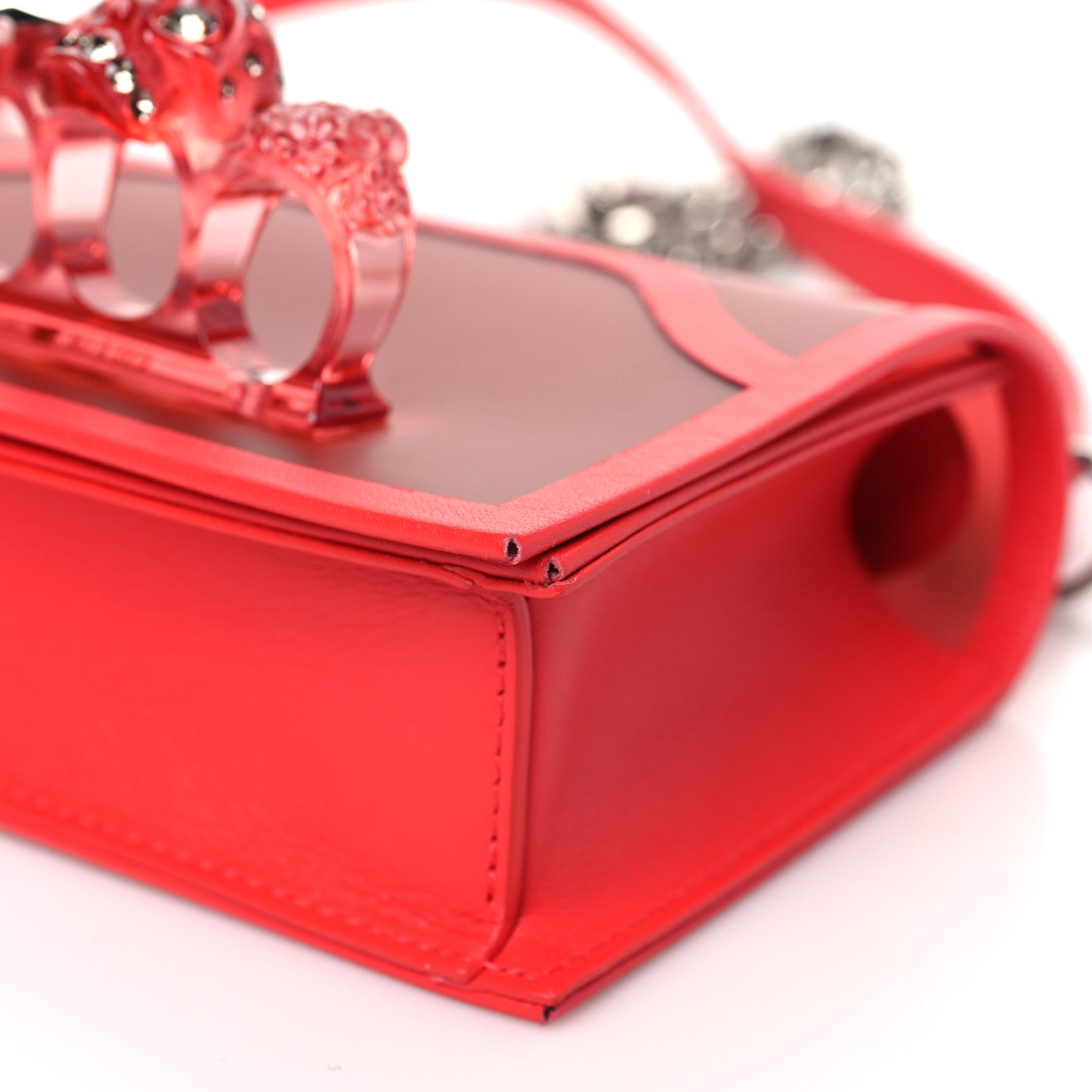 Alexander McQueen Calfskin Polyurethane Mini Jeweled Knuckle Satchel Coral 9 of 10