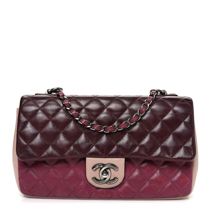 Chanel Lambskin Quilted Medium Tri-Color Flap Burgundy Dark Pink 1 of 10