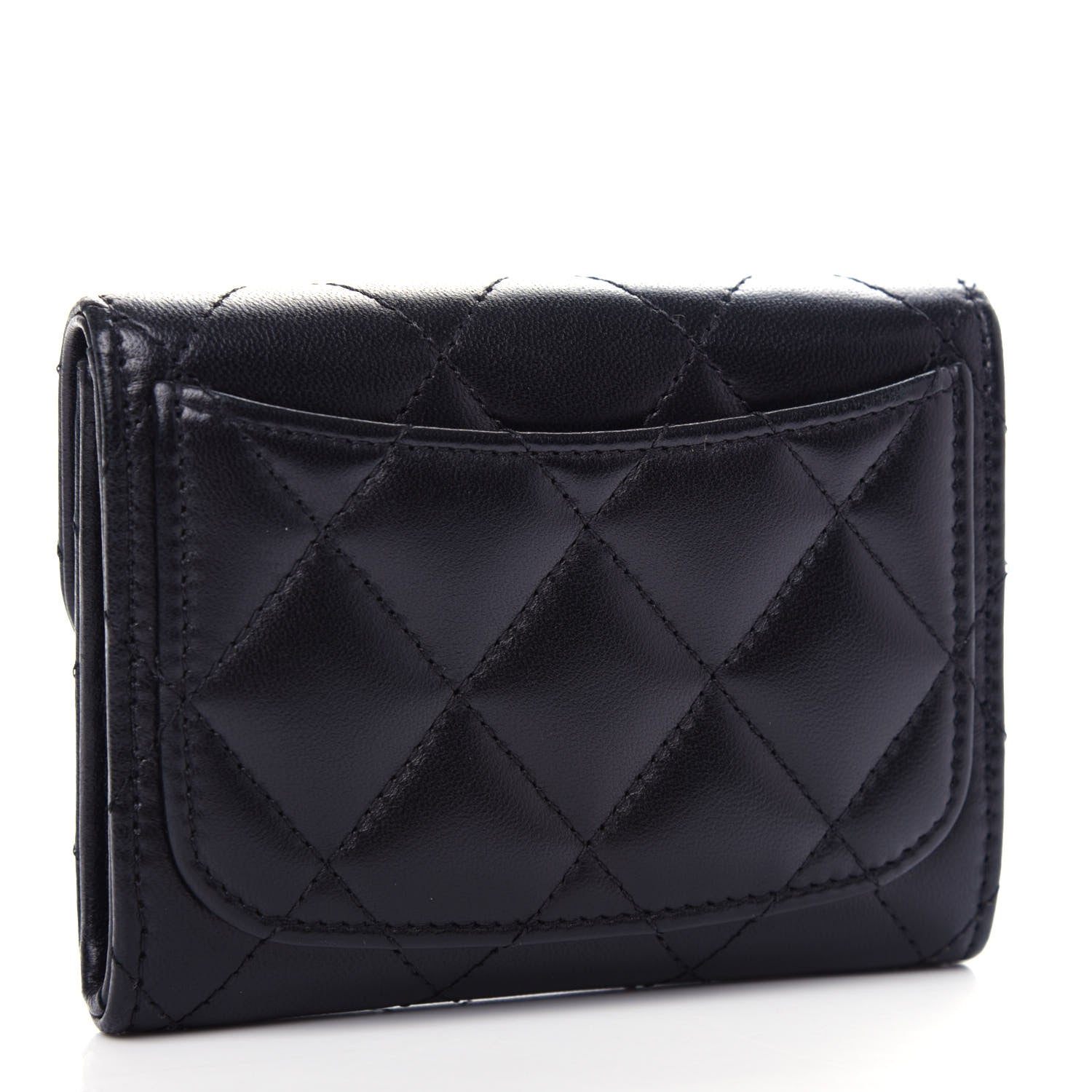 Chanel Lambskin Quilted Flap Card Holder Wallet Black 3 of 9