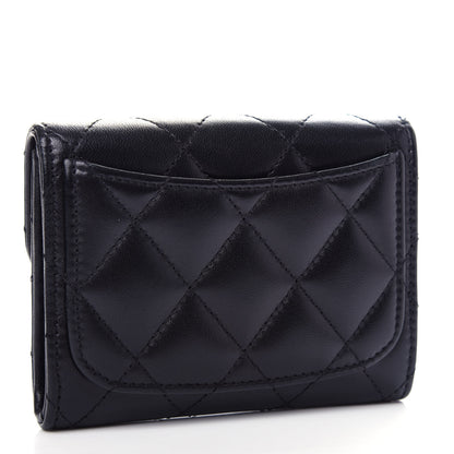 Chanel Lambskin Quilted Flap Card Holder Wallet Black 3 of 9