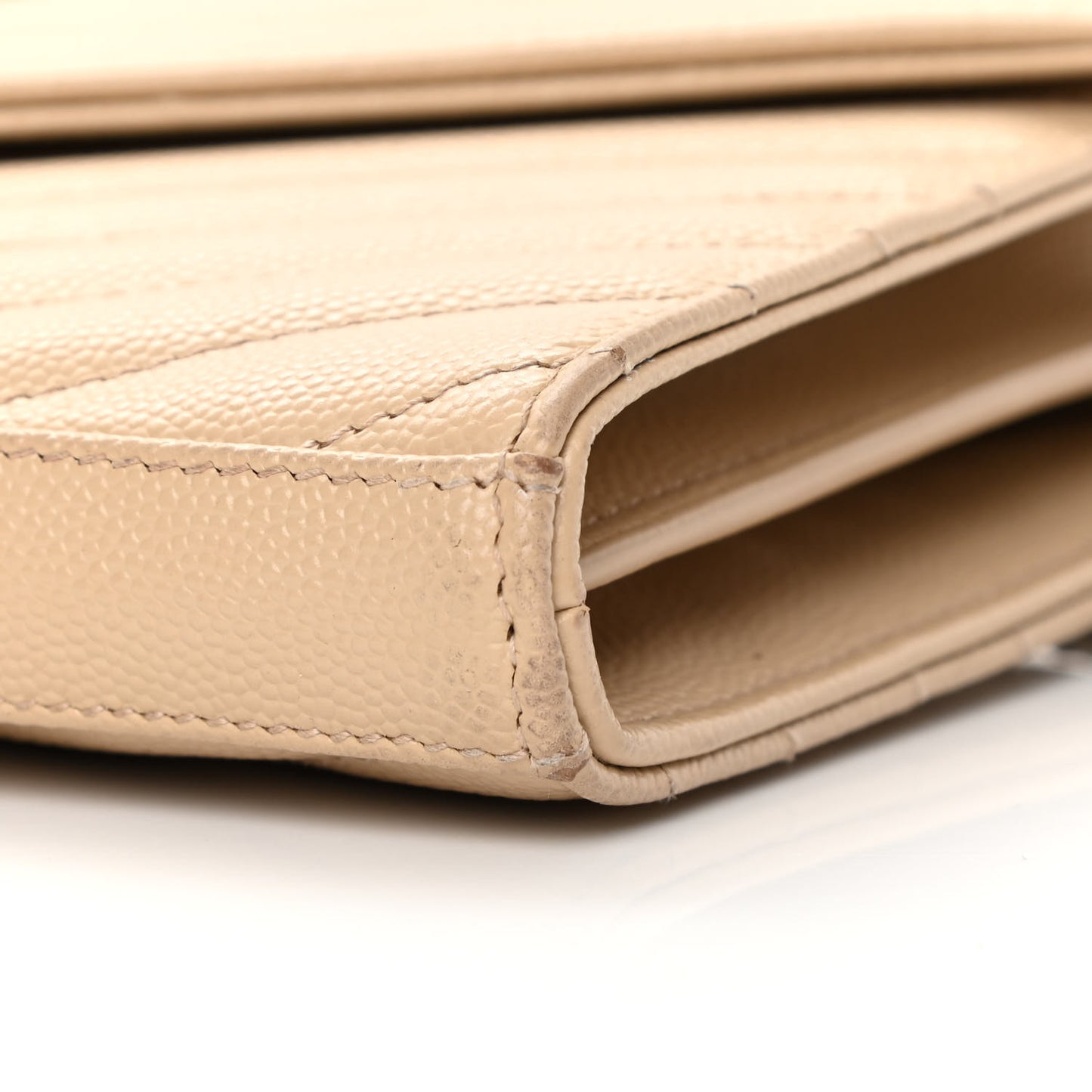 Grain De Poudre Matelasse Chevron Monogram Chain Wallet Nude Powder