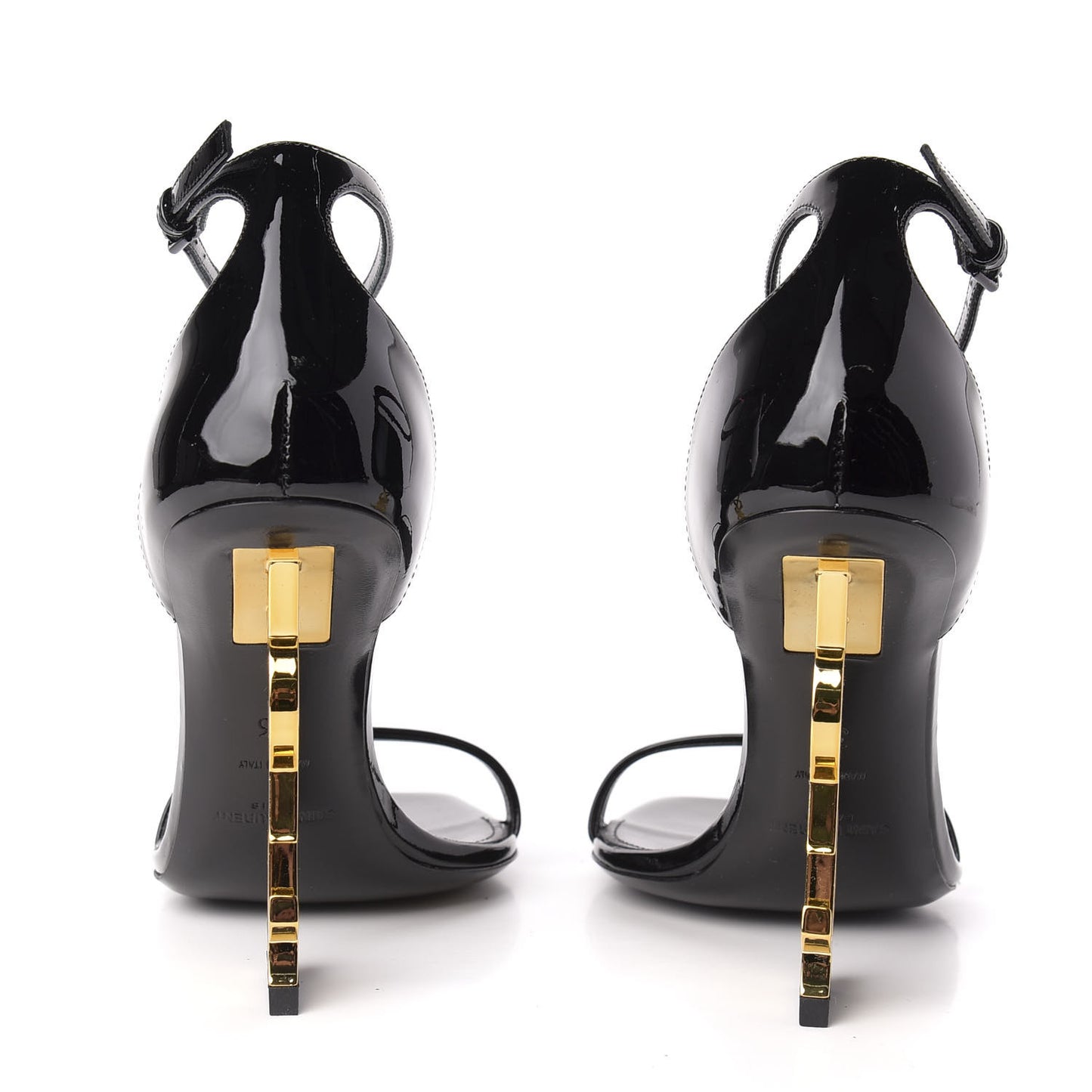 Patent Calfskin Opyum 110 Sandals 36 Black Gold
