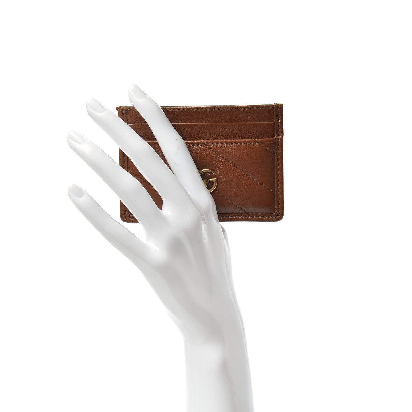 Azalea Calfskin Matelasse Diagonal GG Marmont Card Holder Cuir