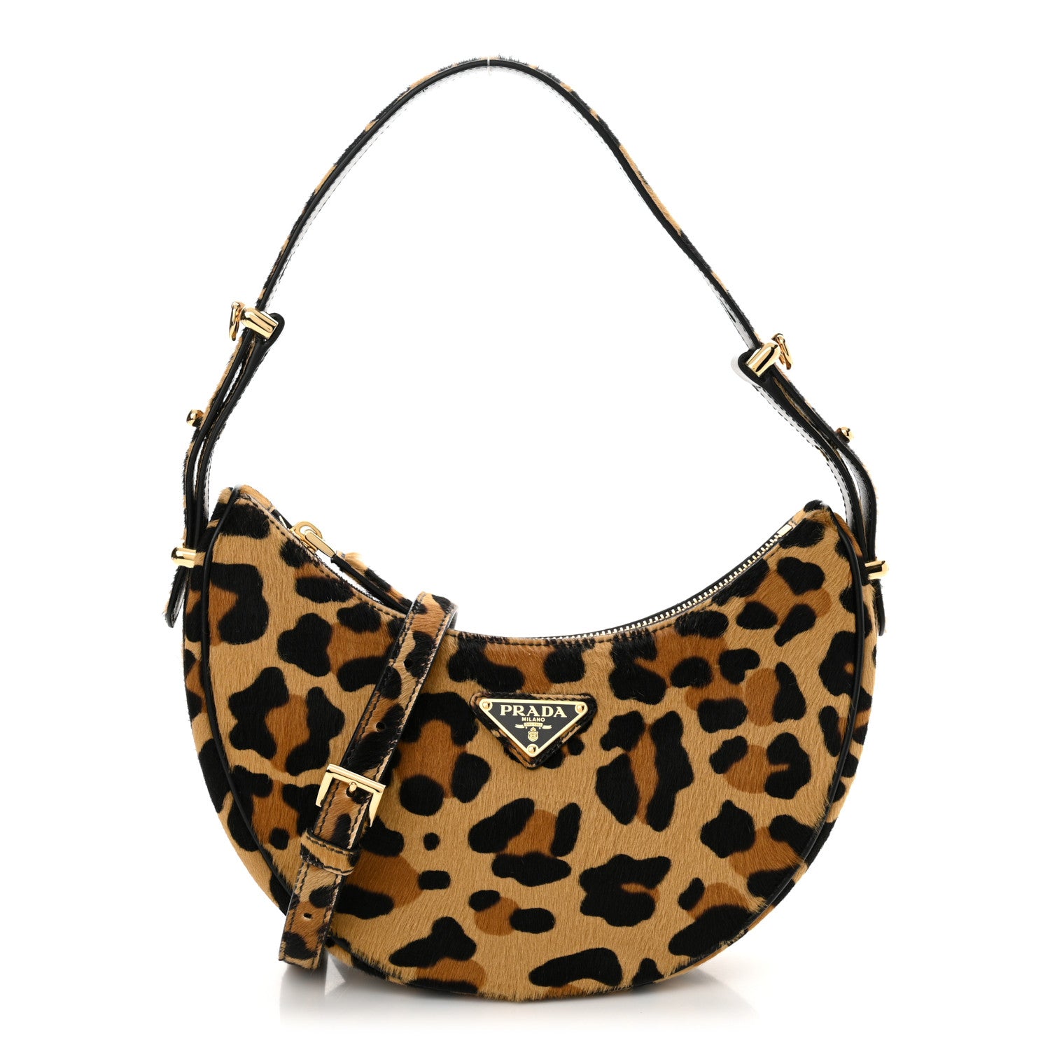 Prada Calf Hair Leopard Print Arque Shoulder Bag Honey 1 of 10