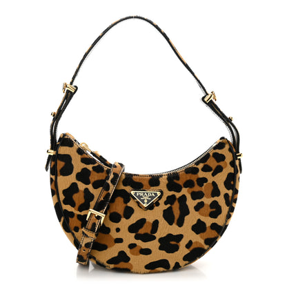Prada Calf Hair Leopard Print Arque Shoulder Bag Honey 1 of 10