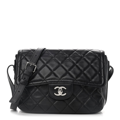 Chanel Lambskin Quilted Messenger Bag Black 1 of 9