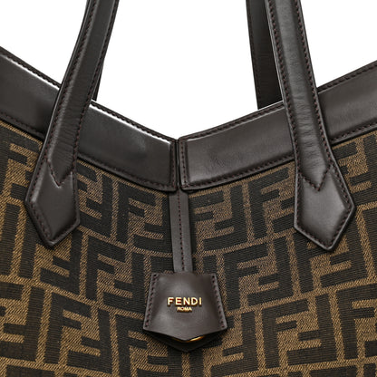 Fendi Fabric Jacquard Vitello Grance FF 1974 Large Fendi Origami Tobacco Moro Ebano 7 of 9