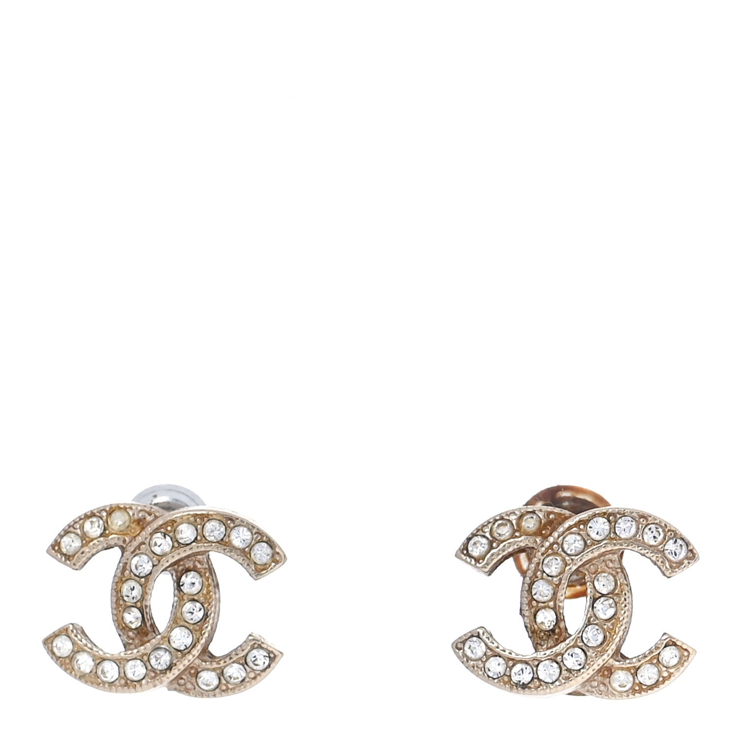 Chanel Crystal CC Earrings Gold 1 of 6