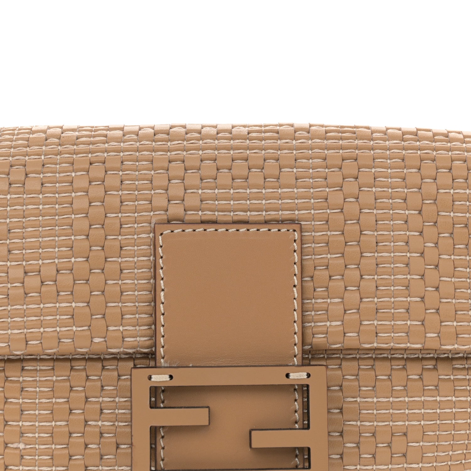 Fendi Calfskin Woven Baguette Cammelo Beige 8 of 11