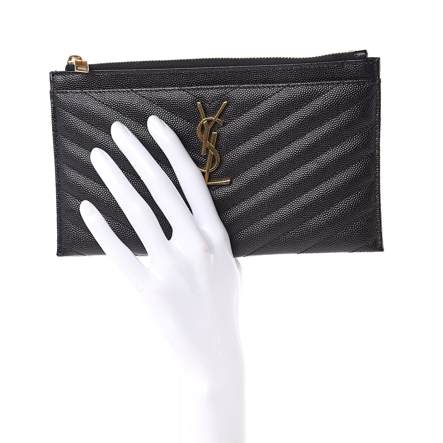 Grain De Poudre Chevron Monogram Bill Pouch Black