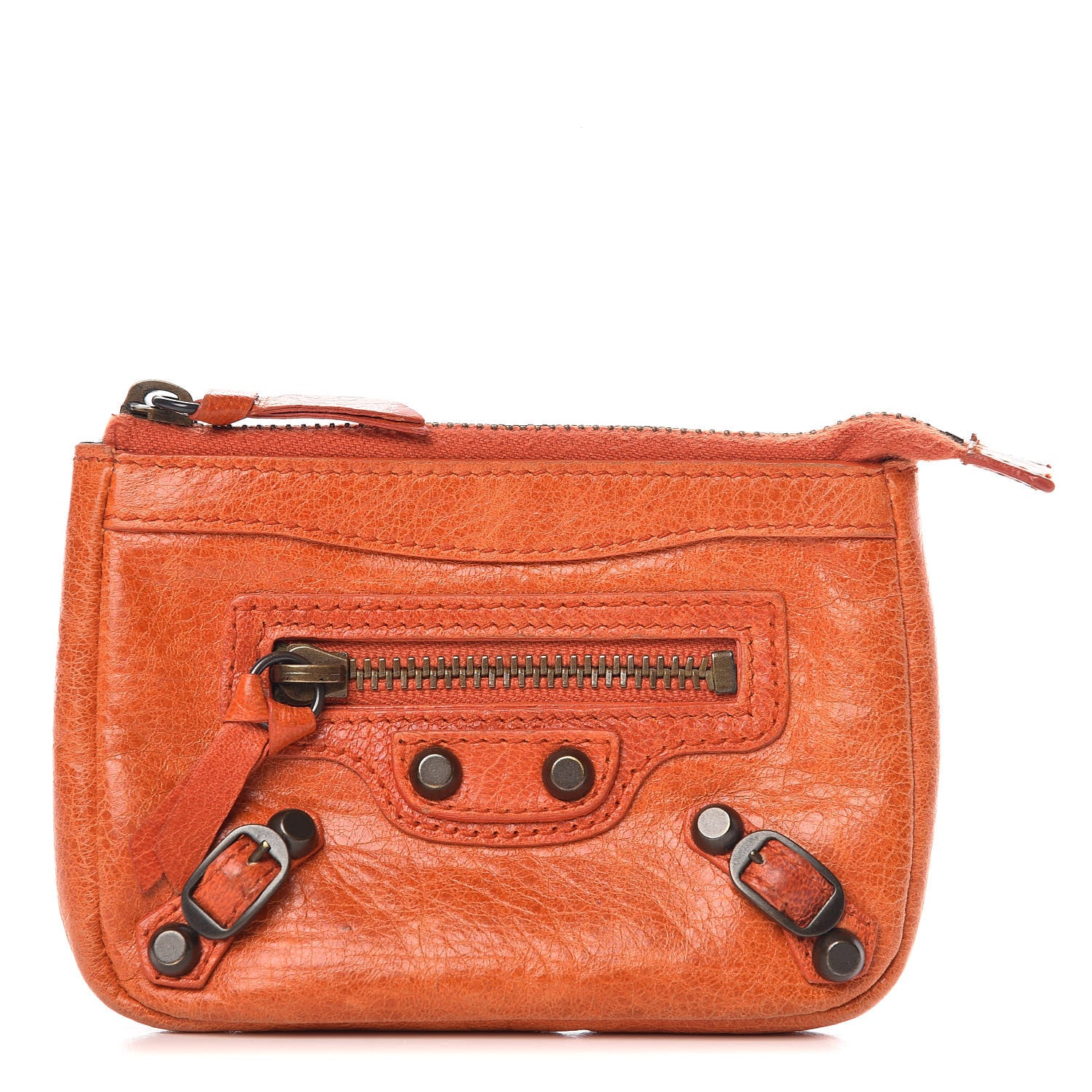 Balenciaga Agneau Classic Hardware Porte-Monnaie Coin Purse Orange 1 of 10