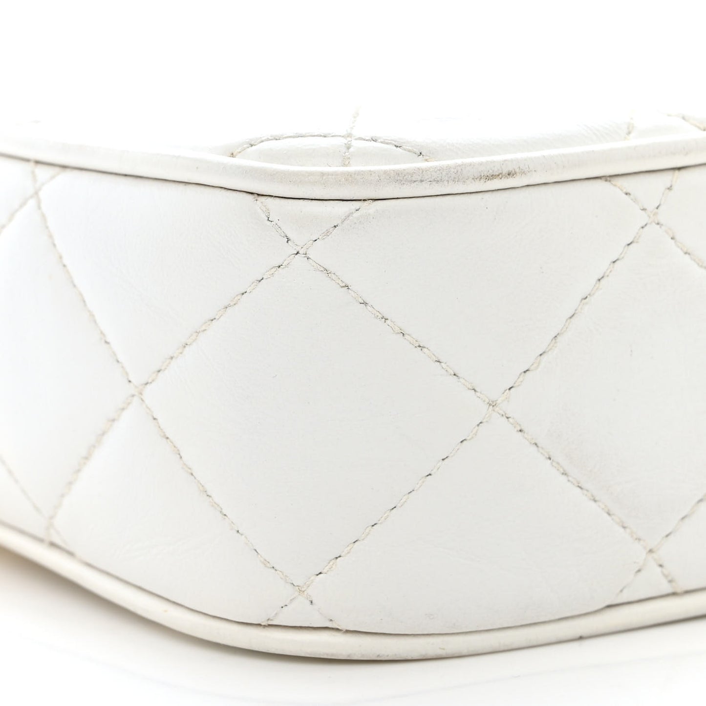 Lambskin Quilted Tassel Camera Bag White