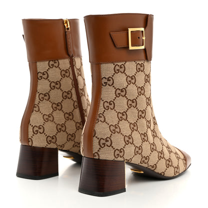 Gucci Monogram Cordovan Lux GG Ankle Boots 39 Beige Cuir 4 of 9