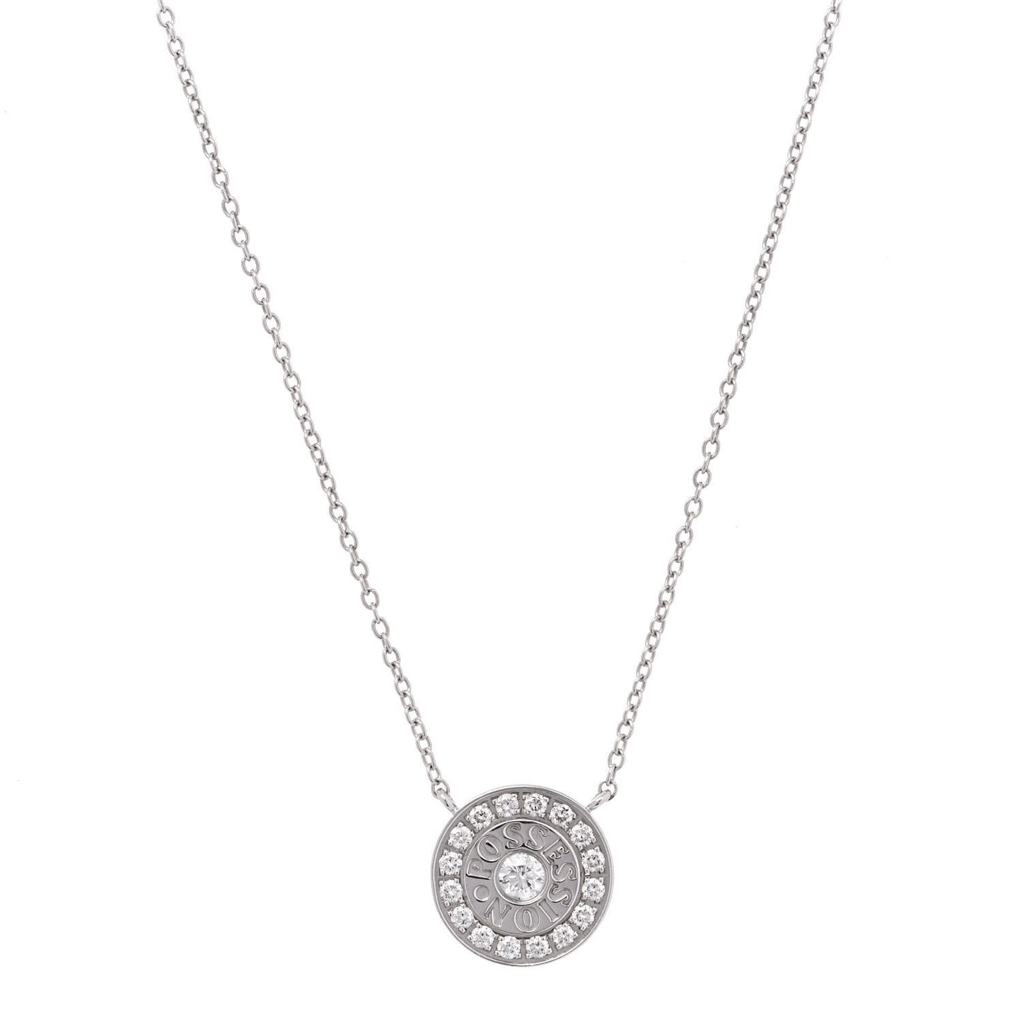 18K White Gold Diamond Possession Pendant Necklace