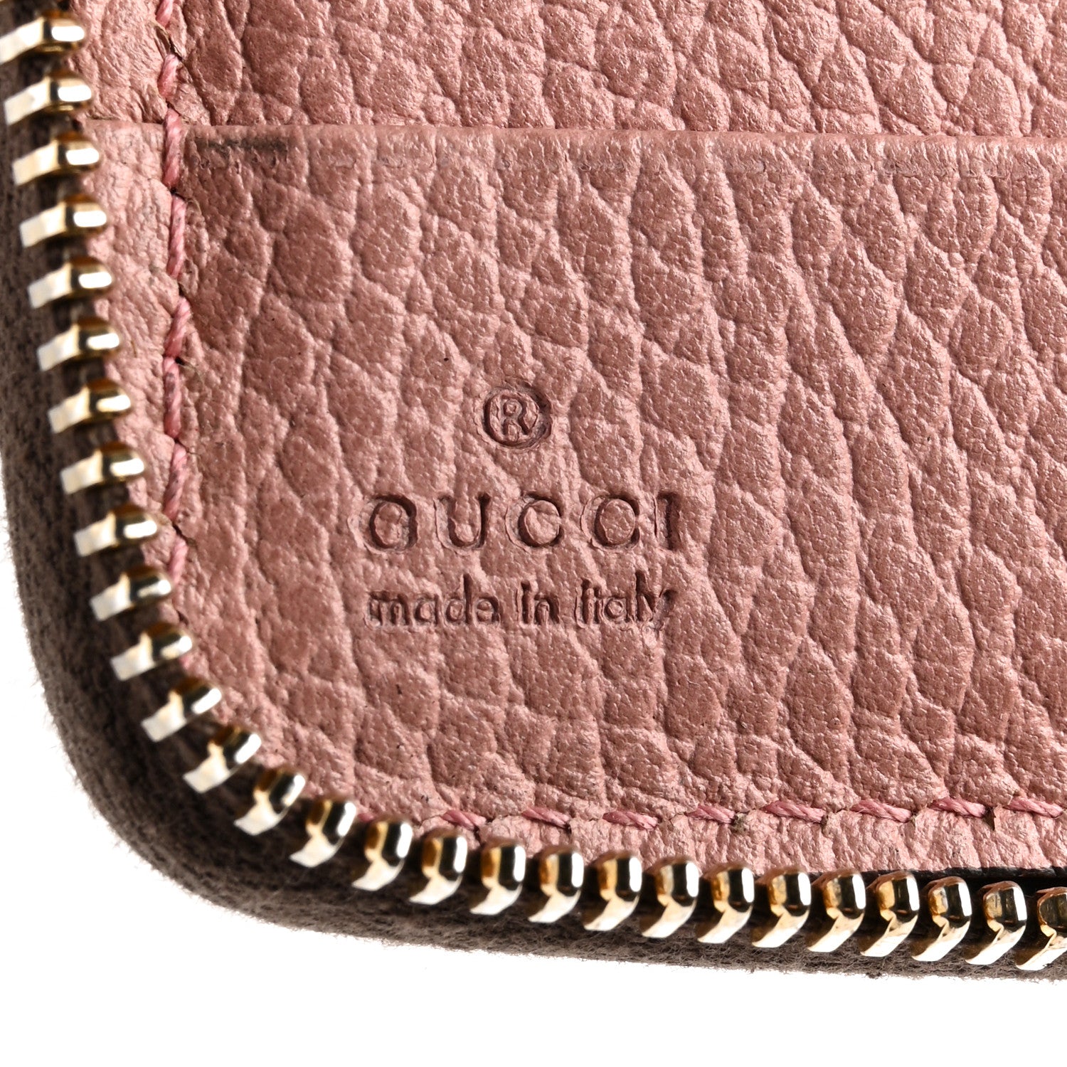 Gucci Dollar Calfskin Bi-Color Medium Swing Zip Around Wallet Grey Field Soft Pink 6 of 11