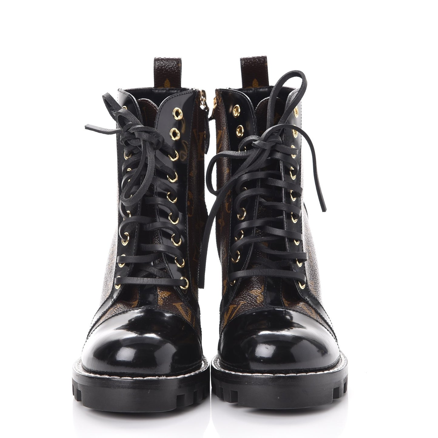Patent Calfskin Monogram Star Trail Ankle Boots 37.5 Black