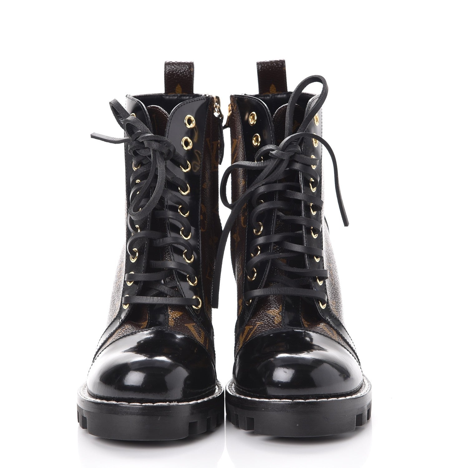 Louis Vuitton Patent Calfskin Monogram Star Trail Ankle Boots 37.5 Black 2 of 10
