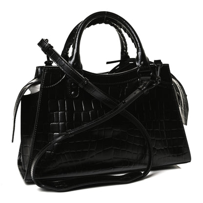 Balenciaga Semi Shiny Calfskin Crocodile Embossed Neo Classic Black Hardware S City Black 3 of 9