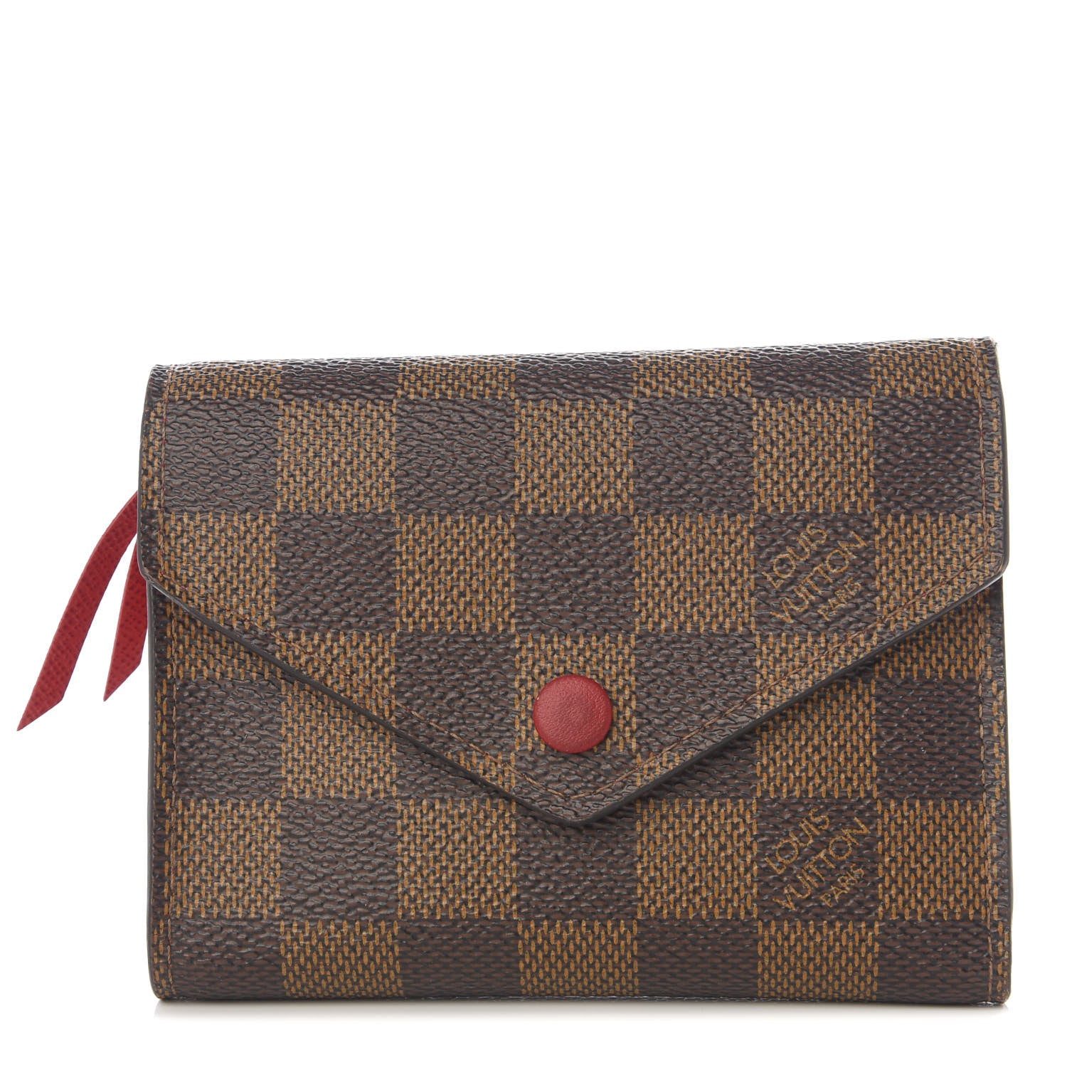 Louis Vuitton Damier Ebene Victorine Wallet Red 1 of 8