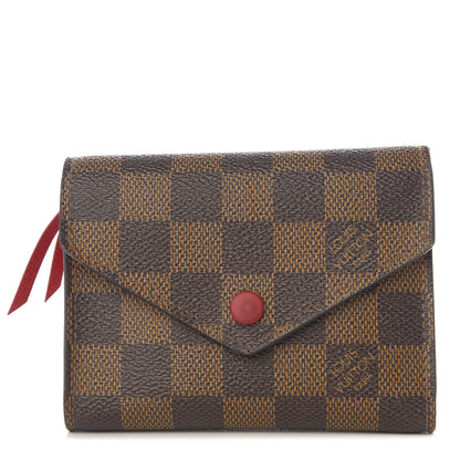 Louis Vuitton Damier Ebene Victorine Wallet Red 1 of 8