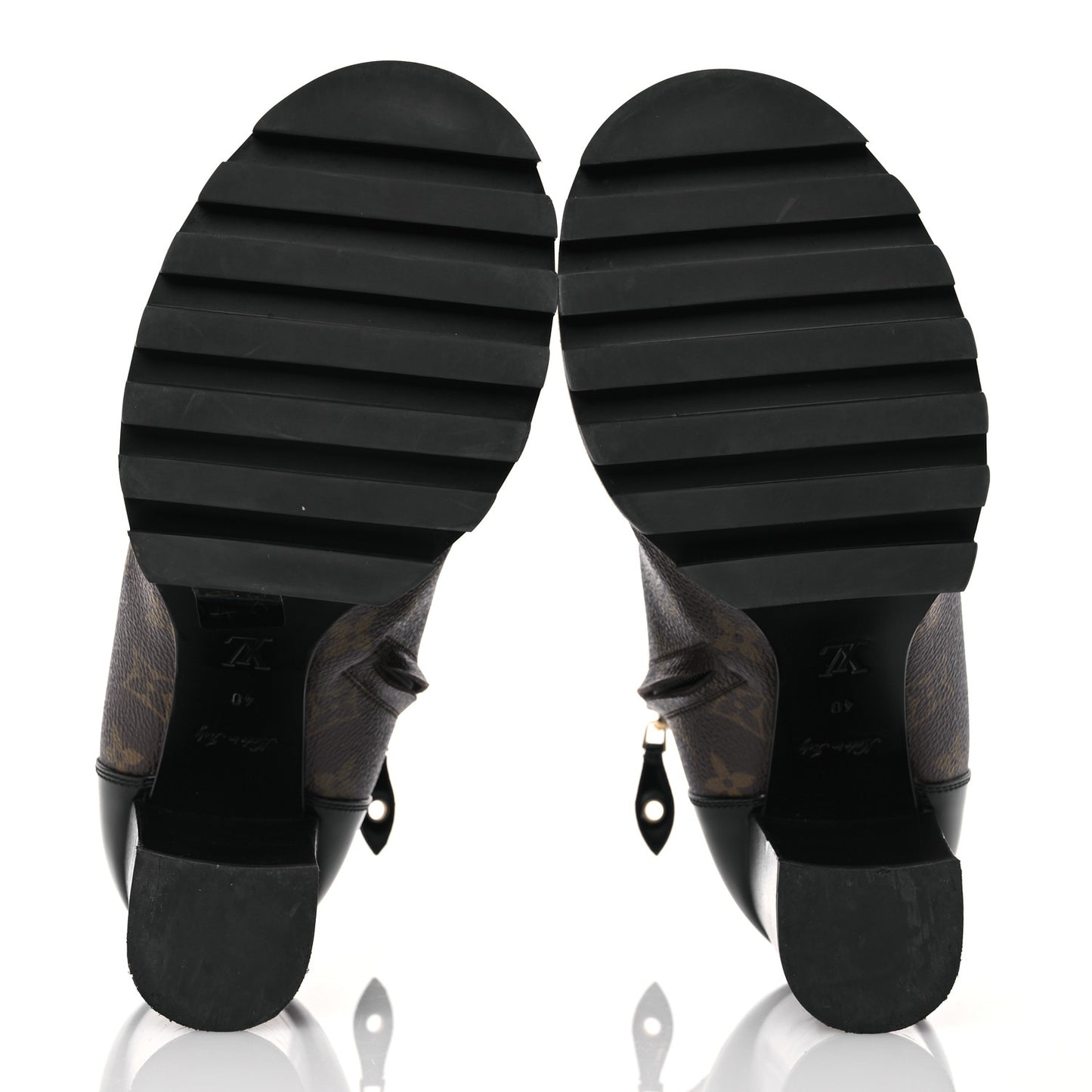 Patent Calfskin Monogram Star Trail Ankle Boots 40 Black