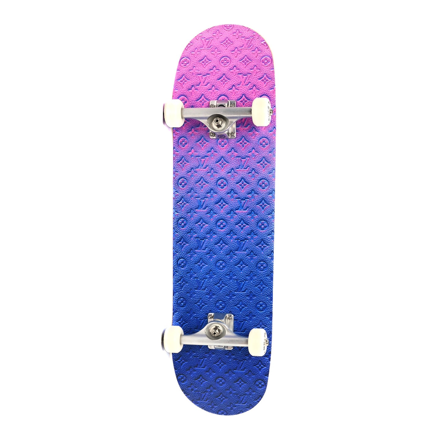 Monogram Illusion Maple Wood Skateboard Bleu Rose