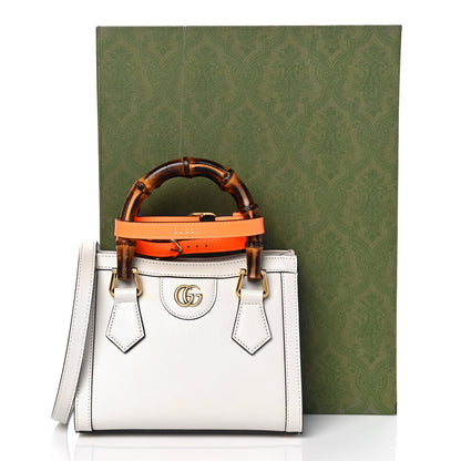 Gucci Wonka Grain Calfskin Mini Diana Tote Bag Mystic White Orange Fluo 10 of 10