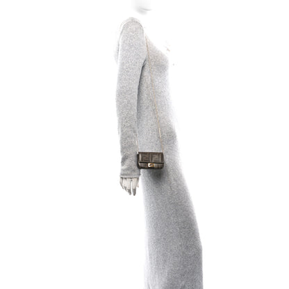 Fendi Glazed Fabric FF 1974 Nano Baguette Charm Mogano Panna 2 of 11