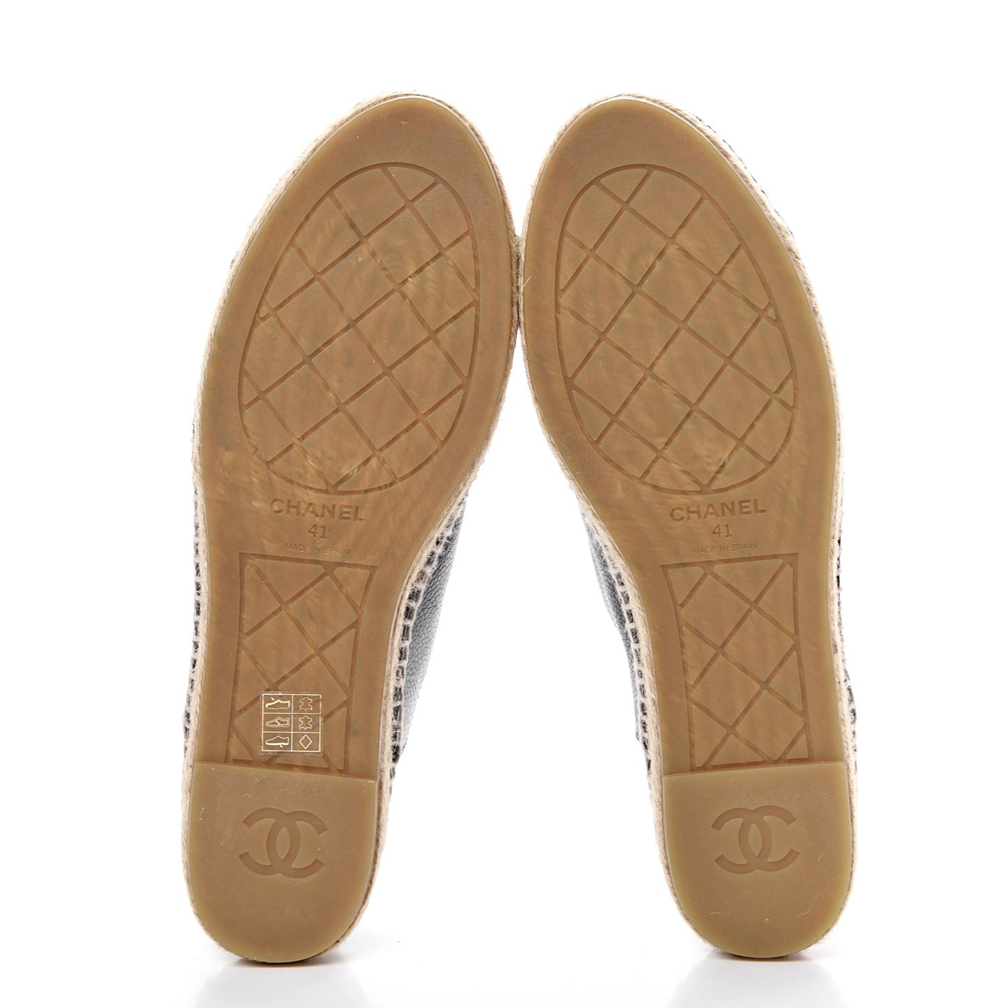 Grained Calfskin CC Espadrilles 41 Black