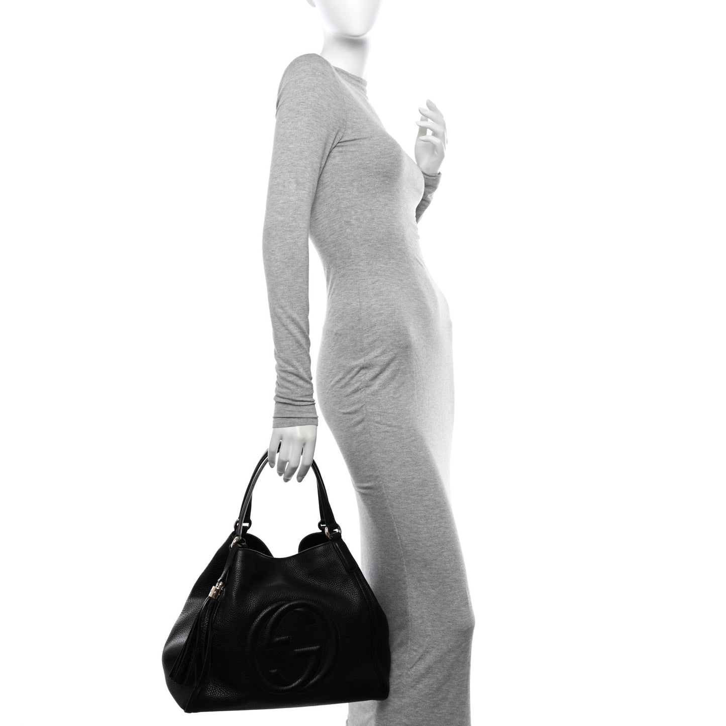 Pebbled Calfskin Medium Soho Shoulder Bag Black