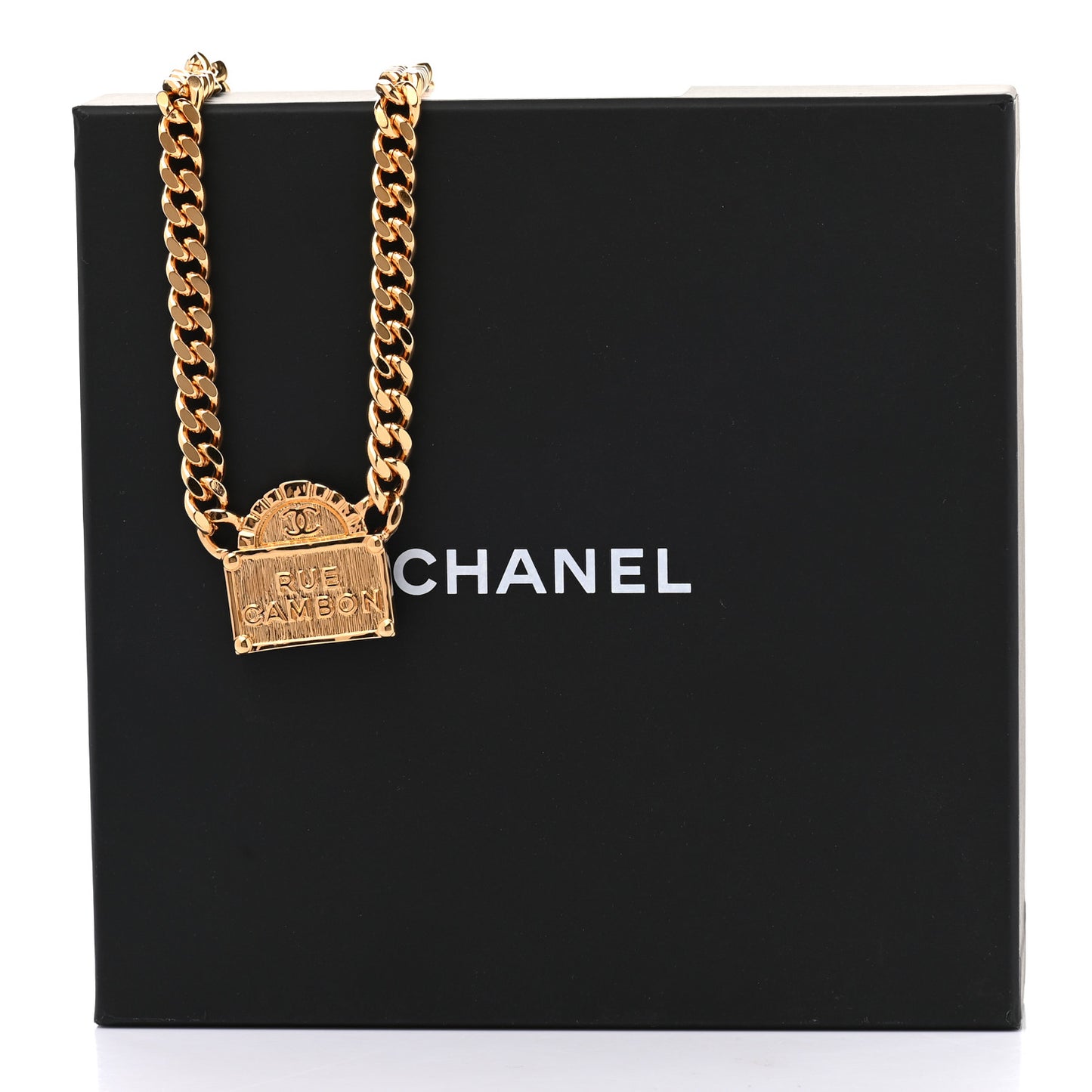 Metal Chain Link CC Rue Cambon Choker Necklace Gold