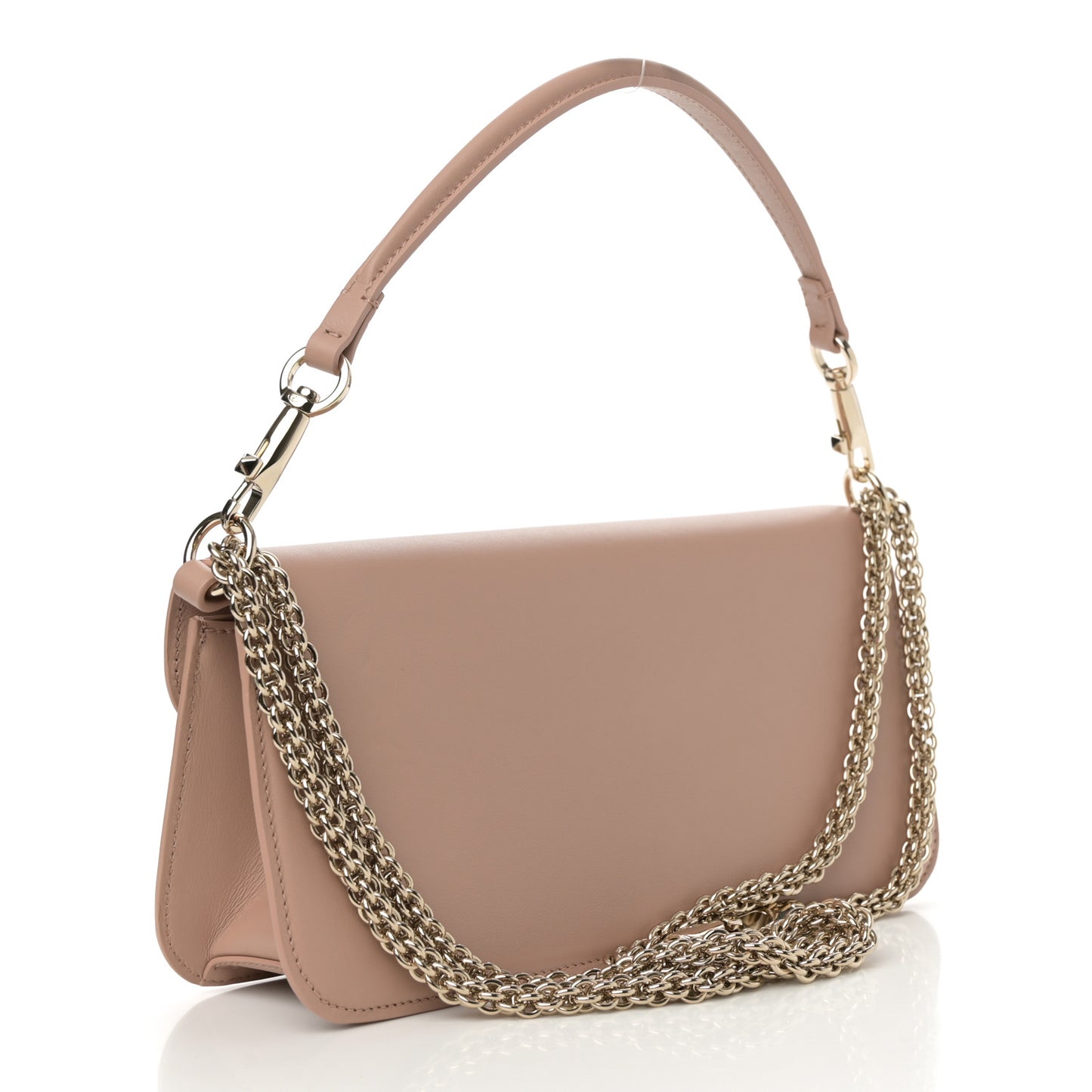 Calfskin Enamel Vlogo Loco Shoulder Bag Rose Cannelle