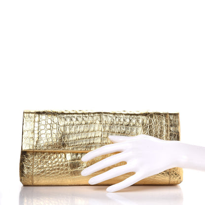 Nancy Gonzalez Metallic Crocodile Clutch Gold 2 of 8