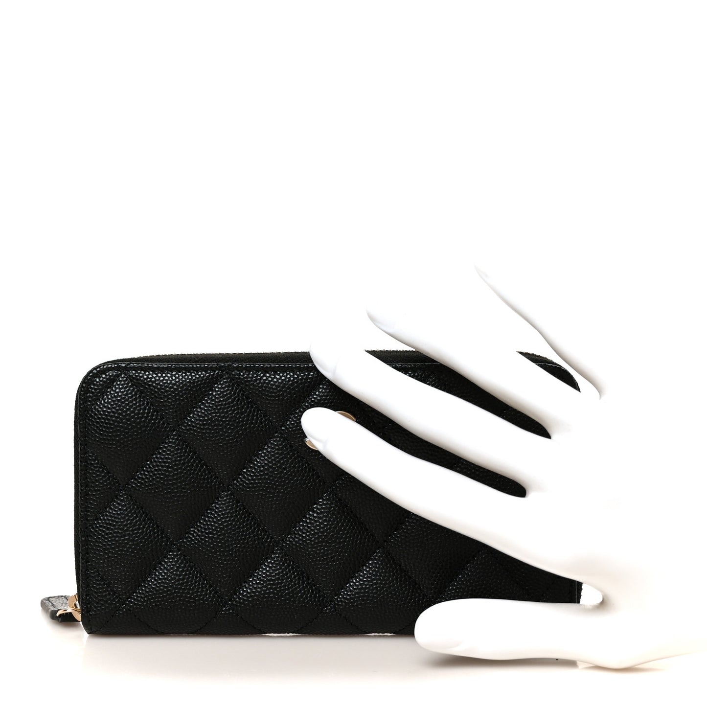 Caviar Quilted Medium Zip Around Wallet Black