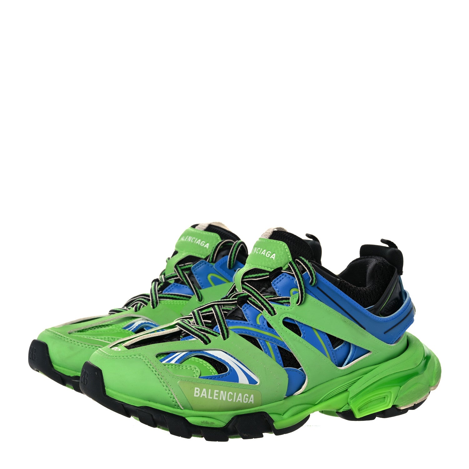 Balenciaga Mesh Nylon Metallic Fabric Womens Track Sneakers 39 Blue Green 3 of 12