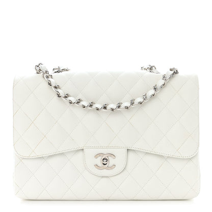 Chanel Caviar Quilted Jumbo Single Flap White 2 of 11